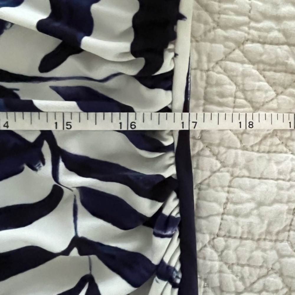 LAUREN Ralph Lauren Asymmetrical Ruched Front Black‎ Blue White Dress Size 16 - Picture 8 of 13